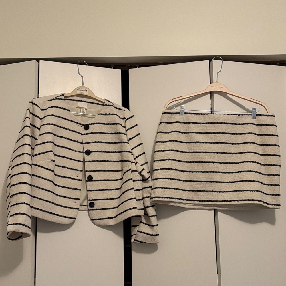 Striped Jacket and Skirt Set